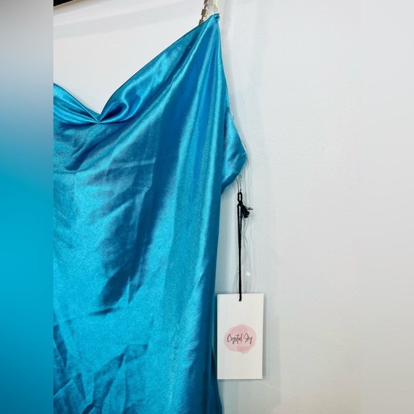 Crystal Sky• Women’s Sweetheart Blue Rhinestones Strap Dress SIZE MEDIUM NWT - Picture 4 of 11